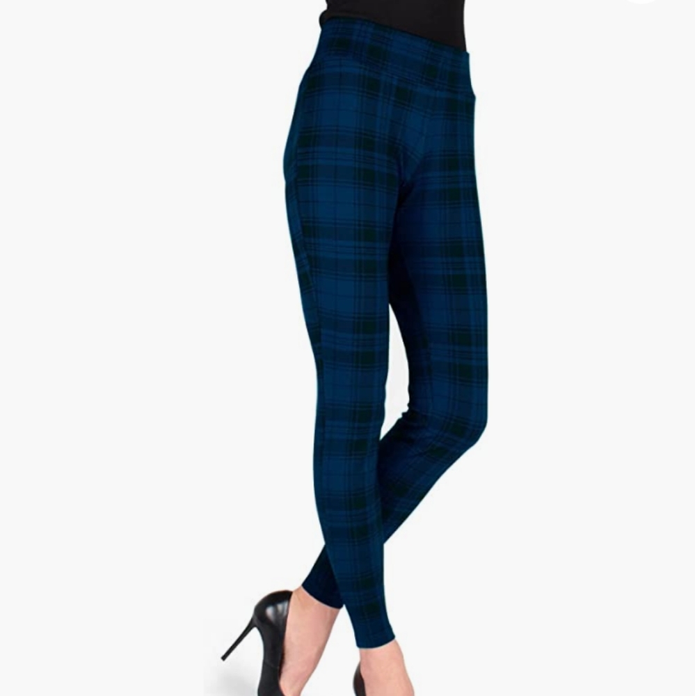 Me Moi S/M black blue plaid leggings